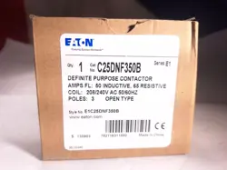 EATON C25DNF350B DEFINITE PURPOSE CONTACTOR 3P 0A 208/240VAC - 2 AVAILABLE