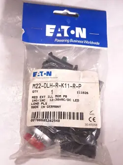 EATON MOELLER M22-DLH-R-K11-R-P ILLUMINATED PUSH BUTTON RED 1NO/1NC - 10 AVAIL