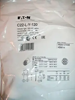 EATON C22-L-Y-120 YELLOW 120V INDICATOR LIGHT - 4 AVAILABLE