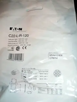 EATON C22-L-R-120 RED 120V INDICATOR LIGHT - 8 AVAILABLE
