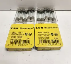 LOT OF 10 EATON BUSSMANN 1/2A 250V FUSES MDL-1/2-R