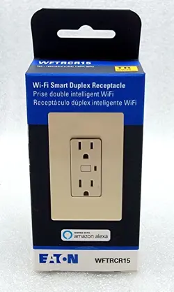 NEW EATON WFTRCR15 WIFI SMART RECEPTICLE OUTLET 15A 125V LIGHT ALMOND
