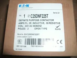 EATON C25DNF225T 25/35A 24VAC COIL 2 POLE CONTACTOR - 12 AVAILABLE