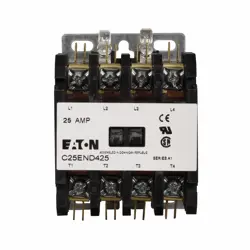 EATON C25END430T DEFINITE PURPOSE CONTROL CONTACTOR 30A 24 VAC