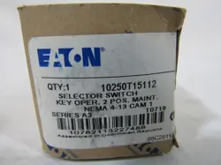 EATON NSB 10250T15112 SELECTOR SWITCHES KEY OPERATED 2 POSITION EA NEMA 3/3R/4/4