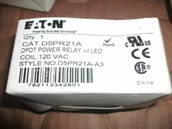 EATON D5PR21A POWER RELAY W/LED 120VAC COIL - 14 AVAILABLE