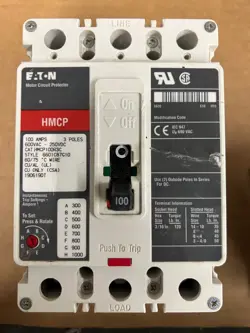 EATON HMCP100R3C HMCP 100 AMP MOTOR PROTECTOR CIRCUIT BREAKER 3P 600V *CHIPPED*