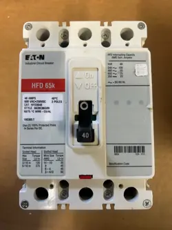 EATON HFD3040 HFD 40 AMP 65K CIRCUIT BREAKER 3P 240-480V 65KAIC