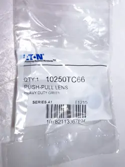 EATON CUTLER HAMMER 10250TC66 PUSH-PULL BUTTON ALUMINUM GREEN LENS 40MM