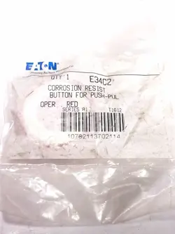 EATON CUTLER HAMMER E34C2 E-STOP PUSH PULL BUTTON LENS PLASTIC RED - 2 AVAILABLE