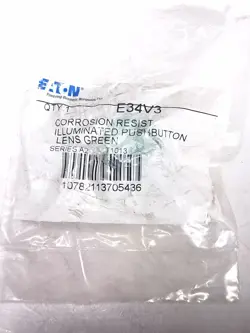 EATON CUTLER HAMMER E34V6 PUSH BUTTON PLASTIC LENS GREEN