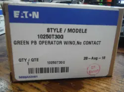 NEW EATON CUTLER HAMMER, 10250T30G GREEN PB OPERATOR W/NO, NC CONTACT