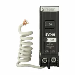 EATON 30A 1-POLE GFCI CIRCUIT BREAKER, 10 KAIC, PIGTAIL NEUTRAL