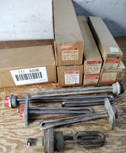 LOT OF 12 VINTAGE CHROMALOX WATER HEATER ELEMENTS MIXED CONDITION