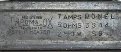 CHROMALOX STRIP HEATERS (2) MONEL 7AMPS 5OHMS 250W EIGHT INCH LONG USED (BIN T6)