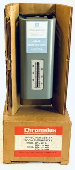 CHROMALOX E WEIGAND CO WR-80 PCN 263177 ROOM THERMOSTAT 40-80F 240-277V NOS