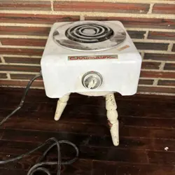 VINTAGE CHROMALOX HOT PLATE WHITE SINGLE BURNER ELECTRIC PLUG IN COOKING KITCHEN