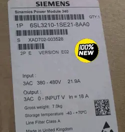 SIEMENS 6SL3210-1SE21-8AA0 NEW