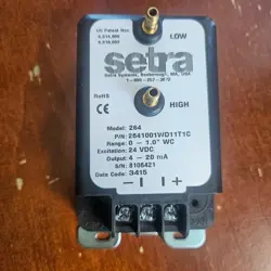SETRA 2641010WD11T1C DIFFERENTIAL PRESSURE TRANSDUCER MODEL 264 24VDC