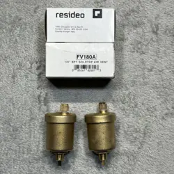 2 RESIDEO FV180A 1/4 IN NPT GOLD TOP AUTOMATIC UNIVERSAL AIR VENT 150PSI 240F