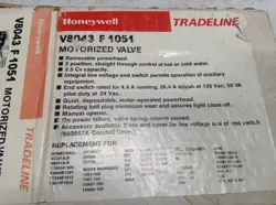 NEW HONEYWELL V8043F1051 MOTORIZED 2 POSITION ZONE VALVE 24V 1