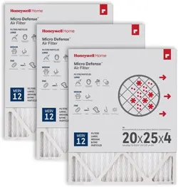 HONEYWELL HOME 20X25X4 MERV 12, AC FURNACE AIR FILTER, 3 PACK... 