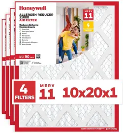 HONEYWELL 10X20X1 MERV 11 ALLERGEN REDUCER 11000 (4 PACK), WHITE 