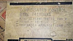 HONEYWELL COMPENSATED CONTROL TYPE T418B8X1 HOT WATER APPLICATIONS