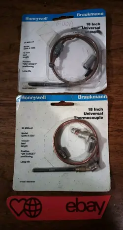 2 PC LOT Q340A1066 HONEYWELL 30MV THERMOCOUPLE 18 INCH OEM Q340 NEW & USED