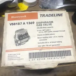 HONEYWELL VS8187A1369  TRADELINE DIAPHRAM GAS VALVE SELF POWERED