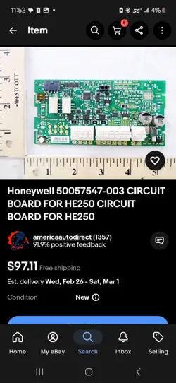 50057547-003 HONEYWELL LARGE BYPASS MODEL CIRCUIT BOARD FOR HE250 OEM 