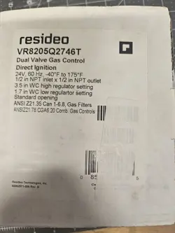 2-STAGE DUAL DIRECT IGNITION GAS VALVE, VR8205Q2746T RESIDEO. NEW