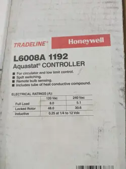 HONEYWELL AQUASTAT CONTROLLER L6008A 1192