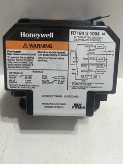 - HONEYWELL MODEL R7184 U 1004 INTERRUPTER IGNITION OIL PRIMARY CONTROL FOR OIL 