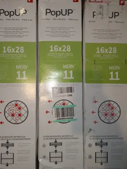 NEW 3 PACK HONEYWELL POPUP2400 16X28X6 FURNACE AIR CLEANER FILTER, MERV 11, 401