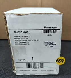 T6169C4015 HONEYWELL FAN COIL THERMOSTAT AUTO-OFF 44-86 DEG. 1/3HP  #659