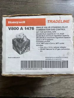 NIB NEW IN BOX HONEYWELL SINGLE VALVE PILOT COMBO GAS CONTROL V800A 1476