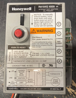 HONEYWELL R8184G4009 INTERNATIONAL OIL BURNER PRIMARY CONTROL R8184G 4009