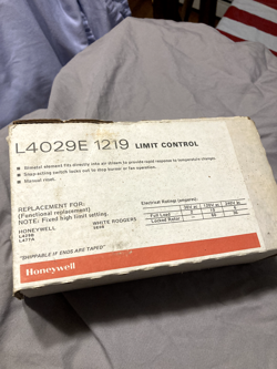 HONEYWELL LIMIT CONTROL MANUAL RESET