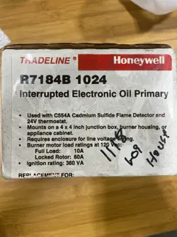 NEW TRADELINE HONEYWELL HOME R7184B1024 R7184A, INTERRUPTED ELECTRONIC OIL PRIM