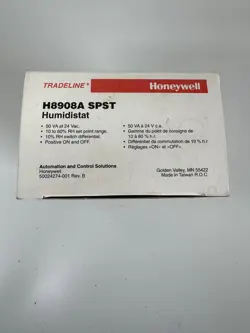 HONEYWELL TRADELINE HUMIDISTAT H8908A SPST WHITE W/ FACEPLATES INSTRUCTIONS