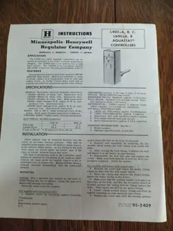 VINTAGE HONEYWELL AQUASTAT CONTROLLERS INSTRUCTIONS 1960S L4006 L6006