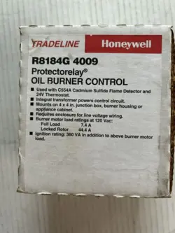 TRADELINE R8184G4009 PROTECTORELAY OIL BURNER CONTROL - HONEYWELL -  NEW!