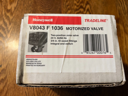 HONEYWELL V8043F1036 UNIVERSAL MOTORIZED ZONE VALVE WITH 3/4 SWEAT FITTINGS