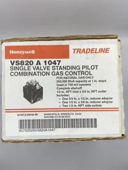 HONEYWELL VS820 A 1047 SINGLE VALVE STANDING PILOT COMBINATION GAS CONTROL