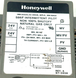 HONEYWELL S86F INTERMITTENT PILOT NON 100% SHUTOFF NATURAL GAS ONLY PRE-OWNED