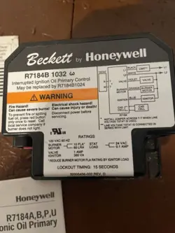 BECKETT T HONEYWELL R7184B 1032 INTERRUPTED IGNITION OIL PRIMARY CONTROL