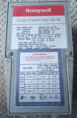 HONEYWELL V4055A 1031 FLUID POWER GAS VALVE ACTUATOR 110/120V 60HZ 1.57 AMP