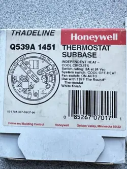 HEAT/COOL THERMOSTAT SUBBASE