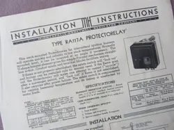1948 HONEYWELL REGULATOR CO TYPE RA117A PROTECTORELAY OPERATION SERVICE SHEET 4P